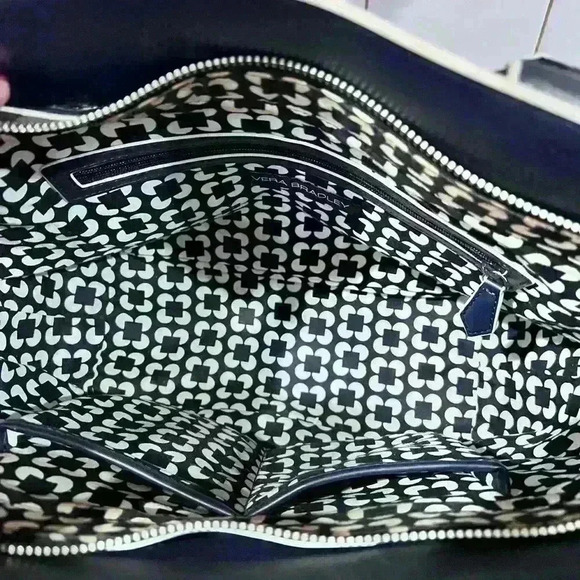 Vera Bradley Navy Blue Leather Handbag with Handles - Picture 2 of 7